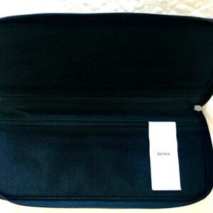 NEW! Luxe Hugo Boss Large Travel Organizer Fabric Hard Case Electronics Holder
